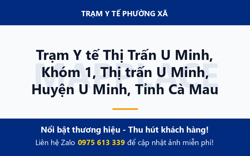 Trạm Y tế Thị Trấn U Minh, Khóm 1, Thị trấn U Minh, Huyện U Minh, Tỉnh Cà Mau