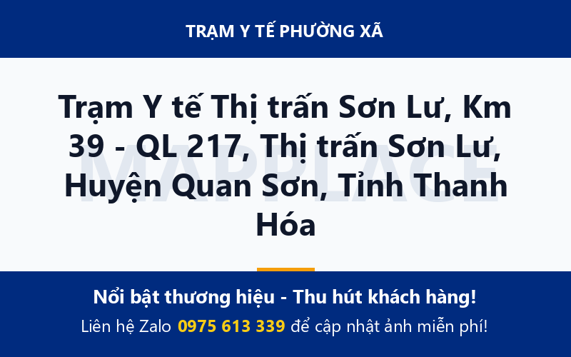 Trạm Y tế Thị trấn Sơn Lư, Km 39 - QL 217, Thị trấn Sơn Lư, Huyện Quan Sơn, Tỉnh Thanh Hóa