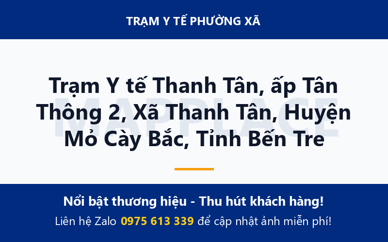 Trạm Y tế Thanh Tân, ấp Tân Thông 2, Xã Thanh Tân, Huyện Mỏ Cày Bắc, Tỉnh Bến Tre