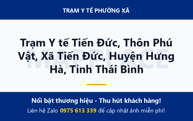 Trạm Y tế Tiến Đức, Thôn Phú Vật, Xã Tiến Đức, Huyện Hưng Hà, Tỉnh Thái Bình