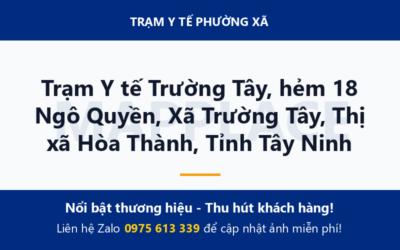 Trạm Y tế Trường Tây, hẻm 18 Ngô Quyền, Xã Trường Tây, Thị xã Hòa Thành, Tỉnh Tây Ninh