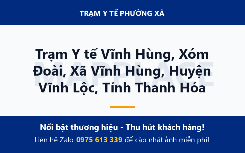 Trạm Y tế Vĩnh Hùng, Xóm Đoài, Xã Vĩnh Hùng, Huyện Vĩnh Lộc, Tỉnh Thanh Hóa