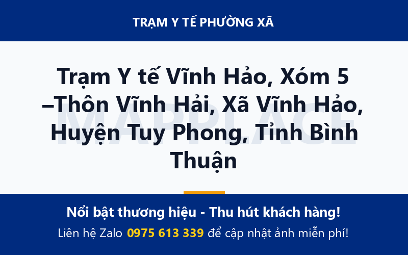 Trạm Y tế Vĩnh Hảo, Xóm 5 –Thôn Vĩnh Hải, Xã Vĩnh Hảo, Huyện Tuy Phong, Tỉnh Bình Thuận