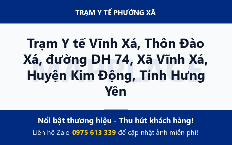 Trạm Y tế Vĩnh Xá, Thôn Đào Xá, đường DH 74, Xã Vĩnh Xá, Huyện Kim Động, Tỉnh Hưng Yên