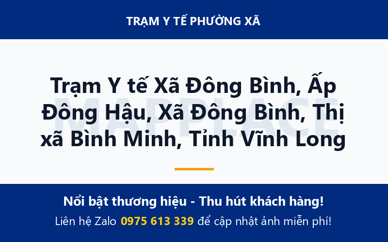 Trạm Y tế Xã Đông Bình, Ấp Đông Hậu, Xã Đông Bình, Thị xã Bình Minh, Tỉnh Vĩnh Long