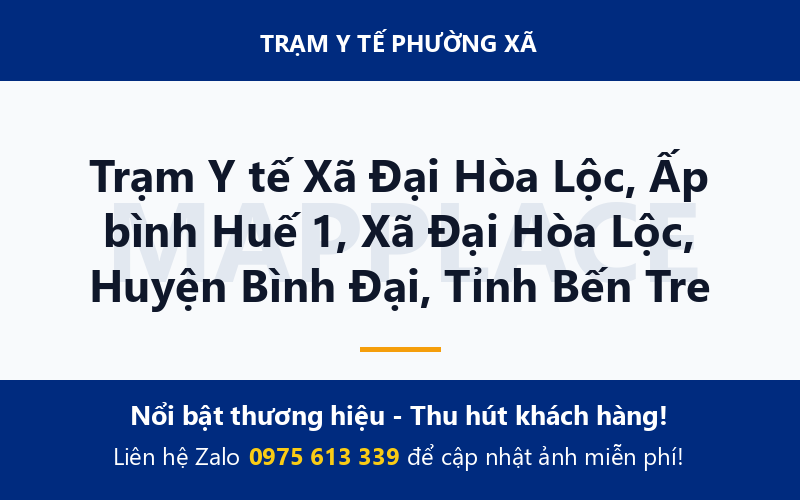 Trạm Y tế Xã Đại Hòa Lộc, Ấp bình Huế 1, Xã Đại Hòa Lộc, Huyện Bình Đại, Tỉnh Bến Tre