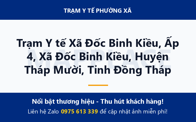 Trạm Y tế Xã Đốc Binh Kiều, Ấp 4, Xã Đốc Binh Kiều, Huyện Tháp Mười, Tỉnh Đồng Tháp