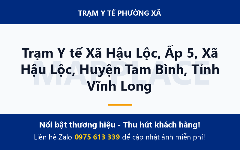 Trạm Y tế Xã Hậu Lộc, Ấp 5, Xã Hậu Lộc, Huyện Tam Bình, Tỉnh Vĩnh Long