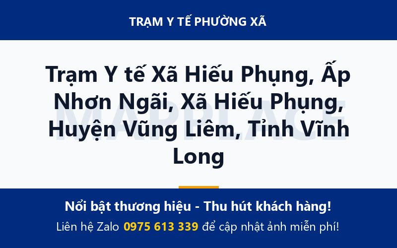 Trạm Y tế Xã Hiếu Phụng, Ấp Nhơn Ngãi, Xã Hiếu Phụng, Huyện Vũng Liêm, Tỉnh Vĩnh Long