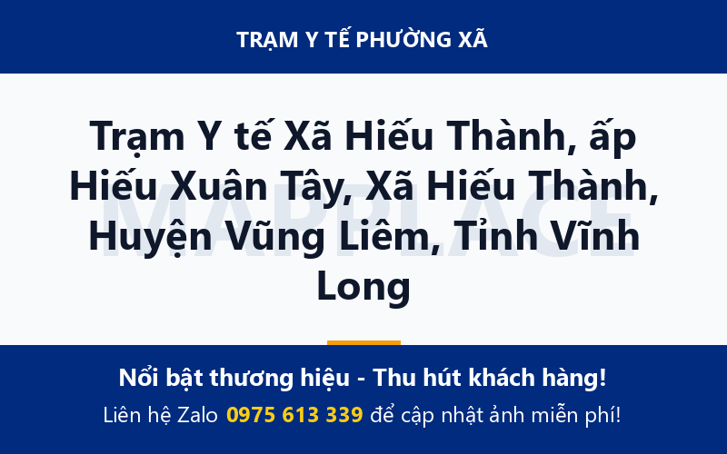 Trạm Y tế Xã Hiếu Thành, ấp Hiếu Xuân Tây, Xã Hiếu Thành, Huyện Vũng Liêm, Tỉnh Vĩnh Long