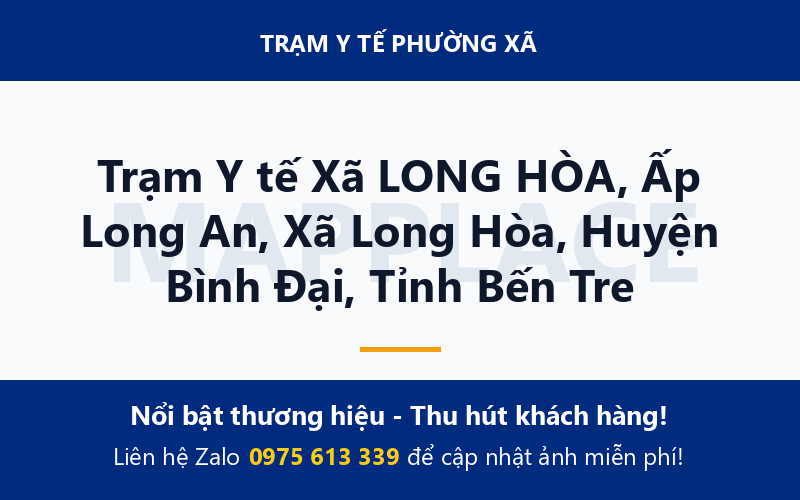 Trạm Y tế Xã LONG HÒA, Ấp Long An, Xã Long Hòa, Huyện Bình Đại, Tỉnh Bến Tre