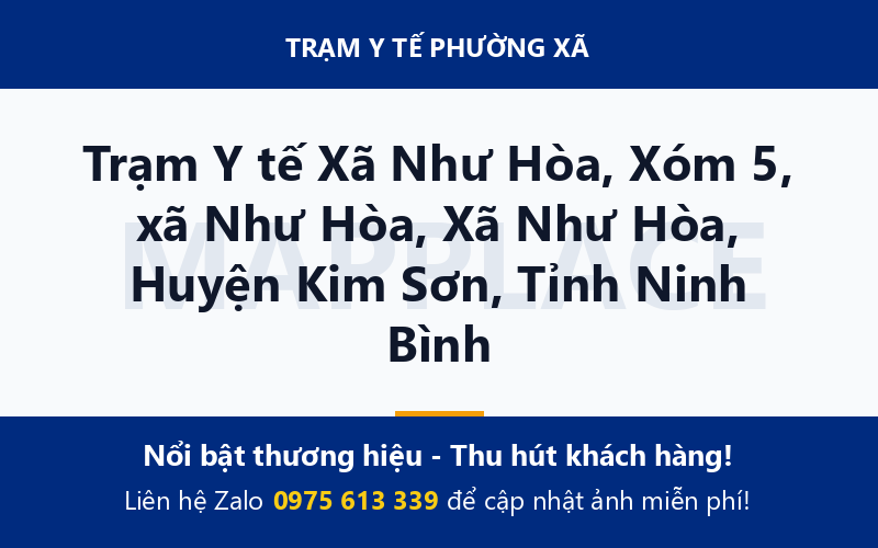 Trạm Y tế Xã Như Hòa, Xóm 5, xã Như Hòa, Xã Như Hòa, Huyện Kim Sơn, Tỉnh Ninh Bình