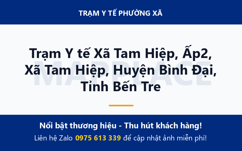 Trạm Y tế Xã Tam Hiệp, Ấp2, Xã Tam Hiệp, Huyện Bình Đại, Tỉnh Bến Tre