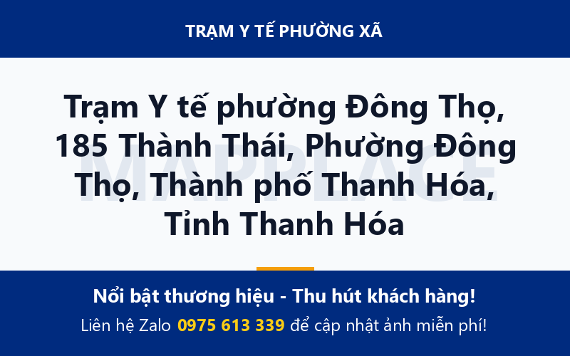 Trạm Y tế phường Đông Thọ, 185 Thành Thái, Phường Đông Thọ, Thành phố Thanh Hóa, Tỉnh Thanh Hóa