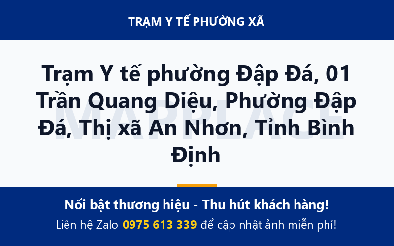 Trạm Y tế phường Đập Đá, 01 Trần Quang Diệu, Phường Đập Đá, Thị xã An Nhơn, Tỉnh Bình Định