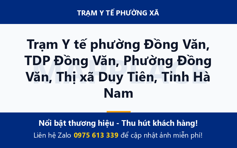 Trạm Y tế phường Đồng Văn, TDP Đồng Văn, Phường Đồng Văn, Thị xã Duy Tiên, Tỉnh Hà Nam