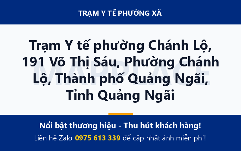 Trạm Y tế phường Chánh Lộ, 191 Võ Thị Sáu, Phường Chánh Lộ, Thành phố Quảng Ngãi, Tỉnh Quảng Ngãi