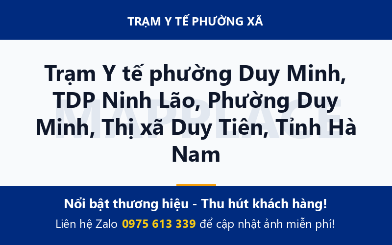 Trạm Y tế phường Duy Minh, TDP Ninh Lão, Phường Duy Minh, Thị xã Duy Tiên, Tỉnh Hà Nam