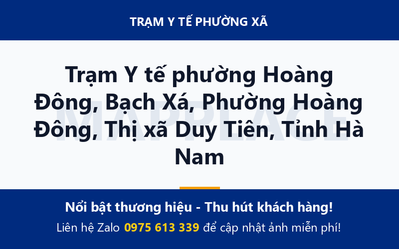 Trạm Y tế phường Hoàng Đông, Bạch Xá, Phường Hoàng Đông, Thị xã Duy Tiên, Tỉnh Hà Nam
