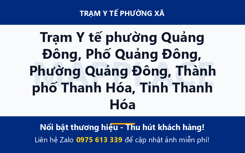 Trạm Y tế phường Quảng Đông, Phố Quảng Đông, Phường Quảng Đông, Thành phố Thanh Hóa, Tỉnh Thanh Hóa