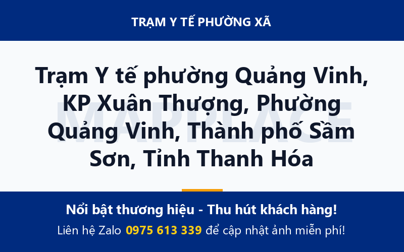 Trạm Y tế phường Quảng Vinh, KP Xuân Thượng, Phường Quảng Vinh, Thành phố Sầm Sơn, Tỉnh Thanh Hóa