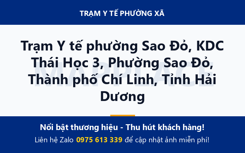 Trạm Y tế phường Sao Đỏ, KDC Thái Học 3, Phường Sao Đỏ, Thành phố Chí Linh, Tỉnh Hải Dương