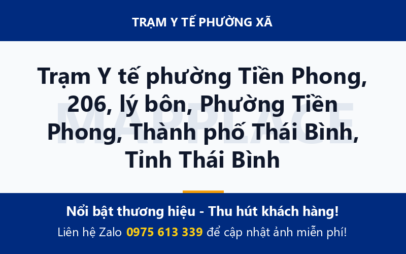 Trạm Y tế phường Tiền Phong, 206, lý bôn, Phường Tiền Phong, Thành phố Thái Bình, Tỉnh Thái Bình