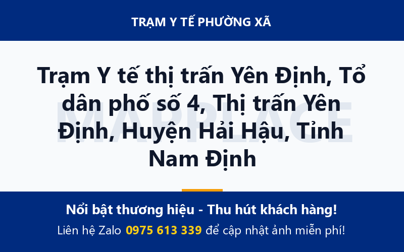 Trạm Y tế thị trấn Yên Định, Tổ dân phố số 4, Thị trấn Yên Định, Huyện Hải Hậu, Tỉnh Nam Định