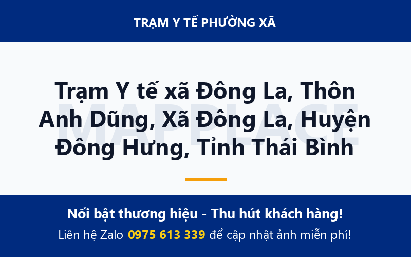 Trạm Y tế xã Đông La, Thôn Anh Dũng, Xã Đông La, Huyện Đông Hưng, Tỉnh Thái Bình