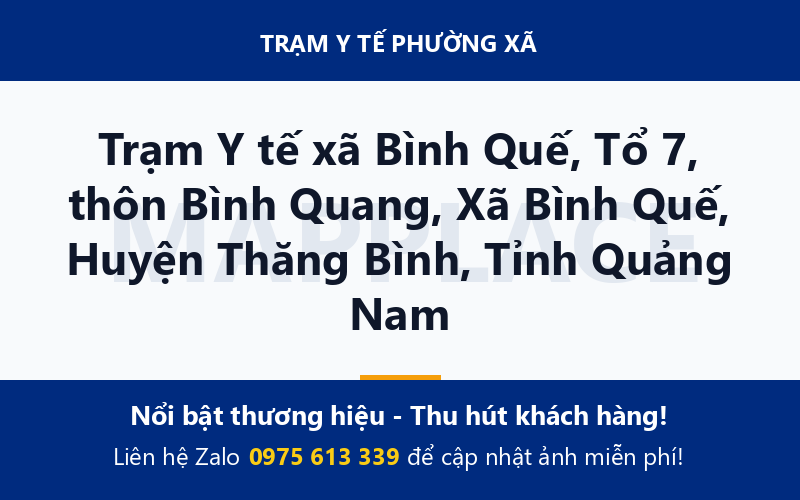 Trạm Y tế xã Bình Quế, Tổ 7, thôn Bình Quang, Xã Bình Quế, Huyện Thăng Bình, Tỉnh Quảng Nam