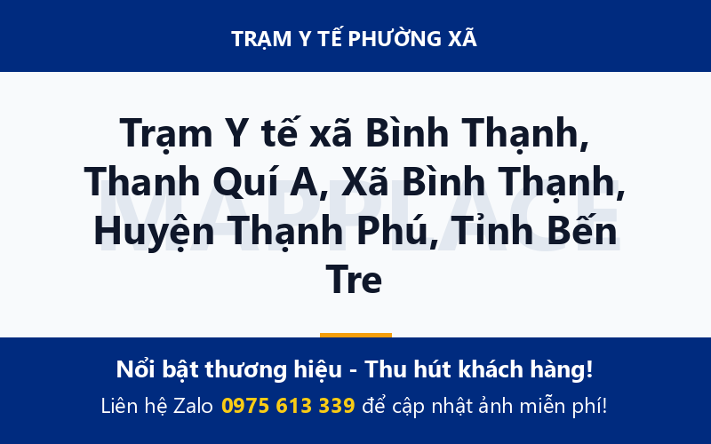 Trạm Y tế xã Bình Thạnh, Thanh Quí A, Xã Bình Thạnh, Huyện Thạnh Phú, Tỉnh Bến Tre