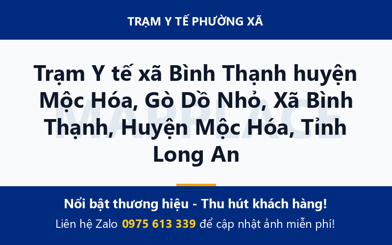 Trạm Y tế xã Bình Thạnh huyện Mộc Hóa, Gò Dồ Nhỏ, Xã Bình Thạnh, Huyện Mộc Hóa, Tỉnh Long An