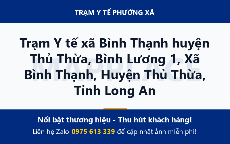 Trạm Y tế xã Bình Thạnh huyện Thủ Thừa, Bình Lương 1, Xã Bình Thạnh, Huyện Thủ Thừa, Tỉnh Long An