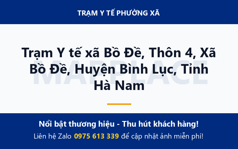 Trạm Y tế xã Bồ Đề, Thôn 4, Xã Bồ Đề, Huyện Bình Lục, Tỉnh Hà Nam