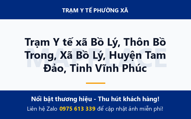 Trạm Y tế xã Bồ Lý, Thôn Bồ Trong, Xã Bồ Lý, Huyện Tam Đảo, Tỉnh Vĩnh Phúc
