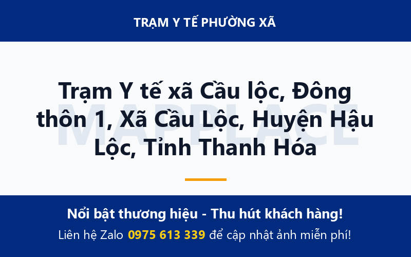 Trạm Y tế xã Cầu lộc, Đông thôn 1, Xã Cầu Lộc, Huyện Hậu Lộc, Tỉnh Thanh Hóa