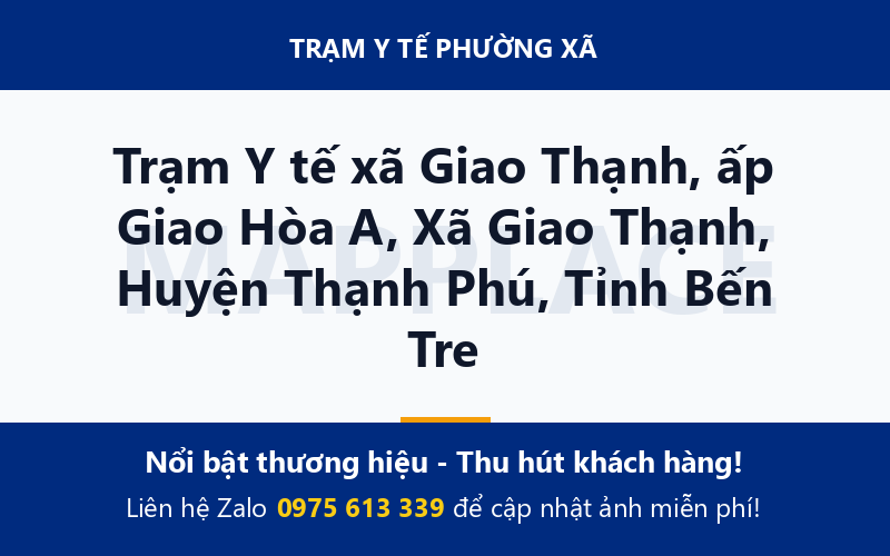 Trạm Y tế xã Giao Thạnh, ấp Giao Hòa A, Xã Giao Thạnh, Huyện Thạnh Phú, Tỉnh Bến Tre