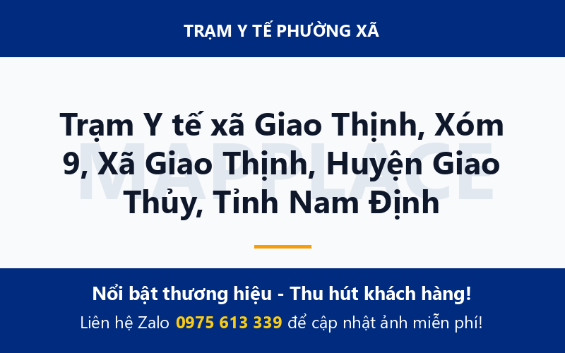 Trạm Y tế xã Giao Thịnh, Xóm 9, Xã Giao Thịnh, Huyện Giao Thủy, Tỉnh Nam Định