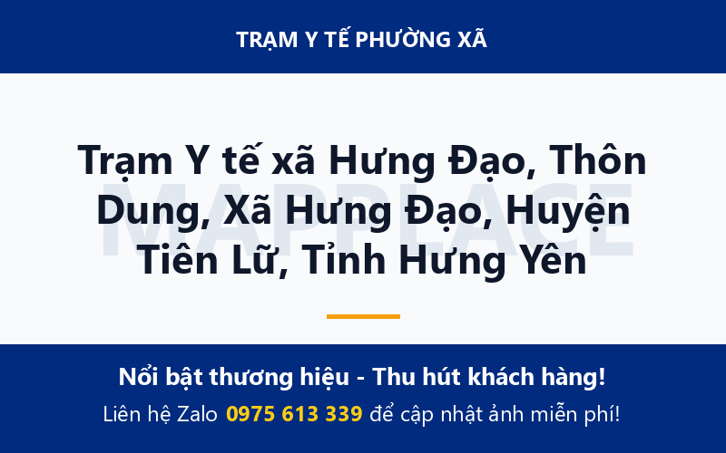 Trạm Y tế xã Hưng Đạo, Thôn Dung, Xã Hưng Đạo, Huyện Tiên Lữ, Tỉnh Hưng Yên