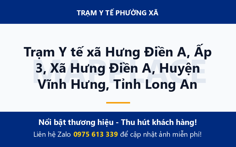 Trạm Y tế xã Hưng Điền A, Ấp 3, Xã Hưng Điền A, Huyện Vĩnh Hưng, Tỉnh Long An