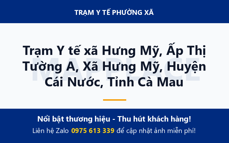 Trạm Y tế xã Hưng Mỹ, Ấp Thị Tường A, Xã Hưng Mỹ, Huyện Cái Nước, Tỉnh Cà Mau