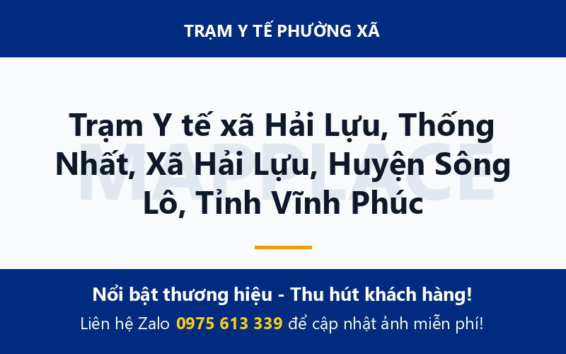 Trạm Y tế xã Hải Lựu, Thống Nhất, Xã Hải Lựu, Huyện Sông Lô, Tỉnh Vĩnh Phúc