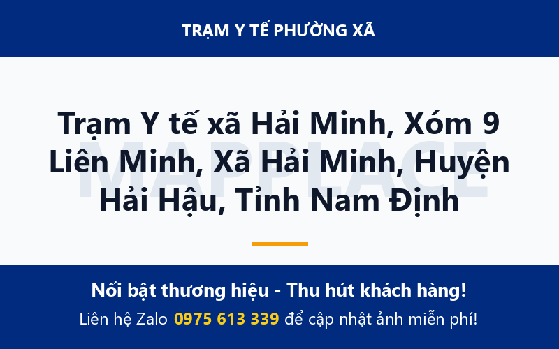 Trạm Y tế xã Hải Minh, Xóm 9 Liên Minh, Xã Hải Minh, Huyện Hải Hậu, Tỉnh Nam Định