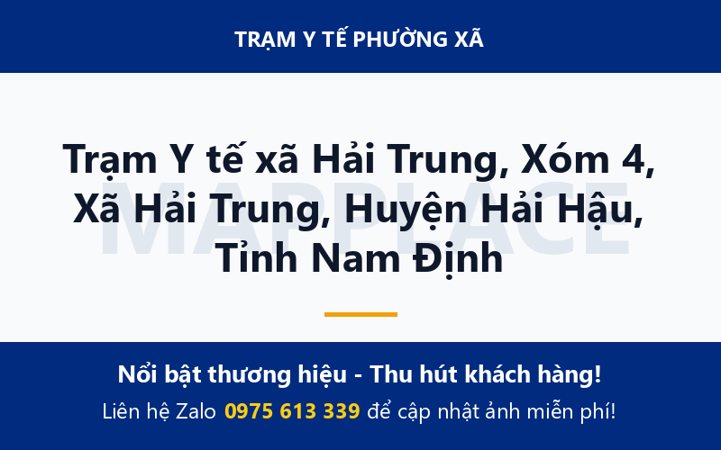 Trạm Y tế xã Hải Trung, Xóm 4, Xã Hải Trung, Huyện Hải Hậu, Tỉnh Nam Định