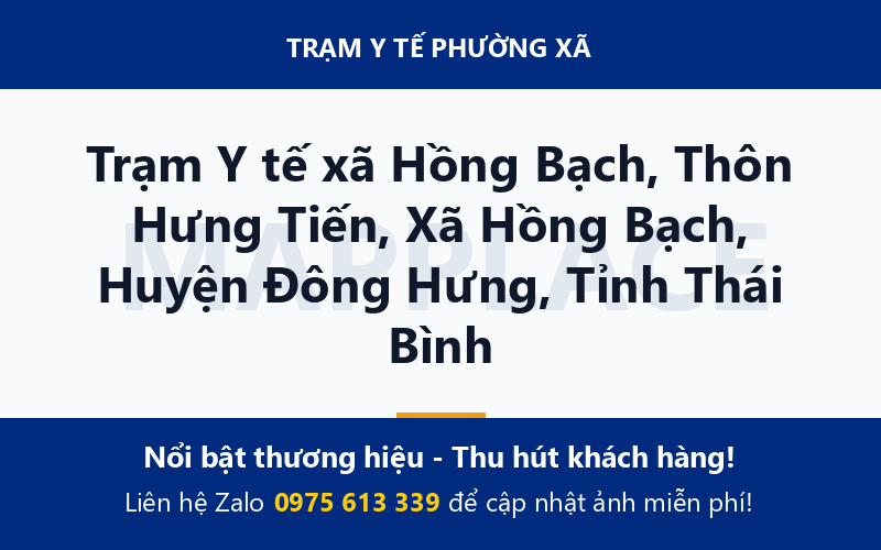 Trạm Y tế xã Hồng Bạch, Thôn Hưng Tiến, Xã Hồng Bạch, Huyện Đông Hưng, Tỉnh Thái Bình