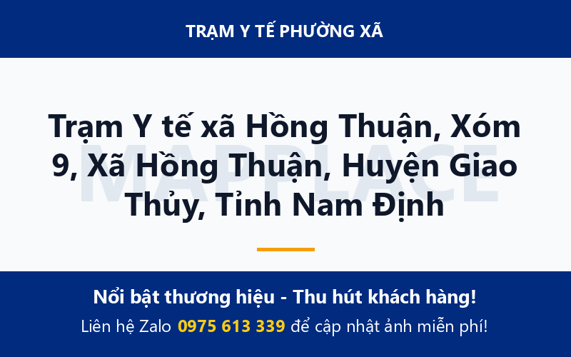 Trạm Y tế xã Hồng Thuận, Xóm 9, Xã Hồng Thuận, Huyện Giao Thủy, Tỉnh Nam Định