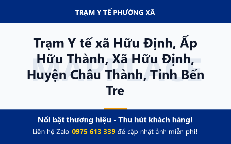 Trạm Y tế xã Hữu Định, Ấp Hữu Thành, Xã Hữu Định, Huyện Châu Thành, Tỉnh Bến Tre