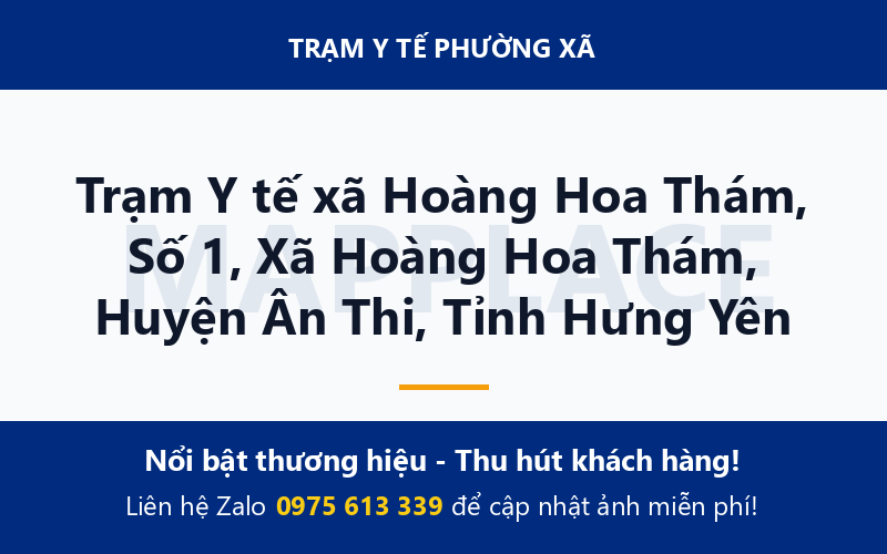 Trạm Y tế xã Hoàng Hoa Thám, Số 1, Xã Hoàng Hoa Thám, Huyện Ân Thi, Tỉnh Hưng Yên