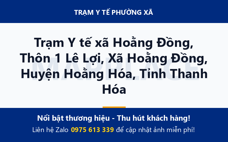 Trạm Y tế xã Hoằng Đồng, Thôn 1 Lê Lợi, Xã Hoằng Đồng, Huyện Hoằng Hóa, Tỉnh Thanh Hóa