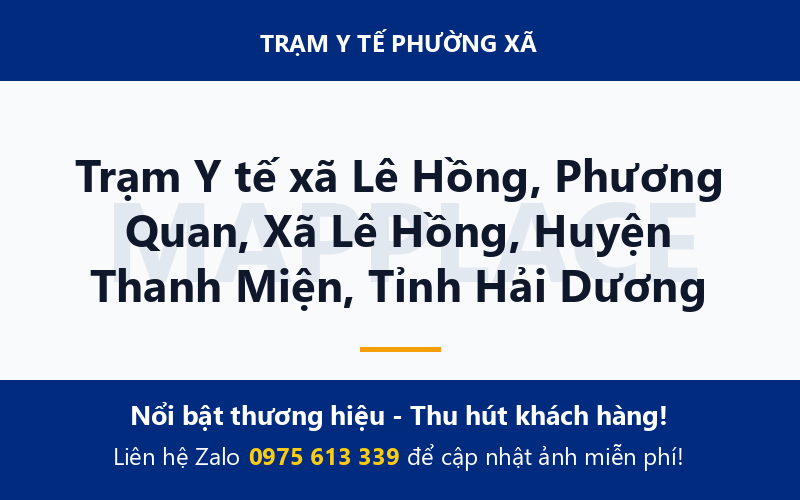Trạm Y tế xã Lê Hồng, Phương Quan, Xã Lê Hồng, Huyện Thanh Miện, Tỉnh Hải Dương